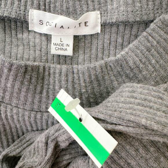 Socialite Long Sleeve Mock Neck Bodycon Midi Sweater Dress Gray Minimal L NWT - Picture 8 of 10